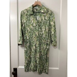 CAbi Women's Green Leaf Print Faux Wrap Dress Style #280 Size S